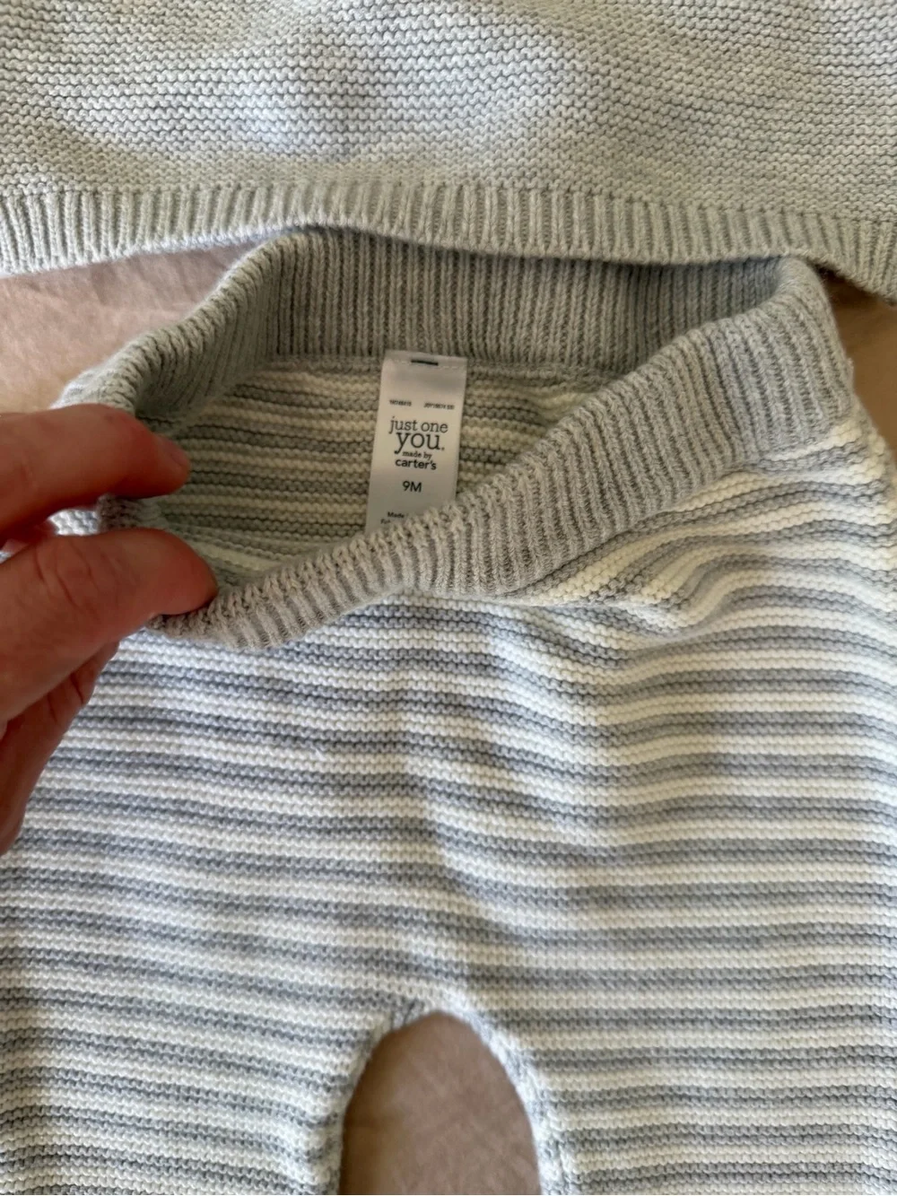 Carter's Light Gray Knit Baby Sweater 9M